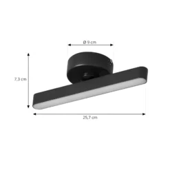 Plafón LED Lindby Eldrin, 1 luz, negro, tira de luz