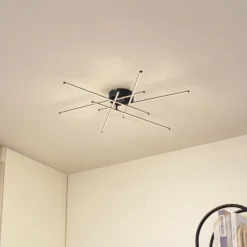 Plafón LED Lindby Elviano, Ø 80 cm, negro, 3000 K