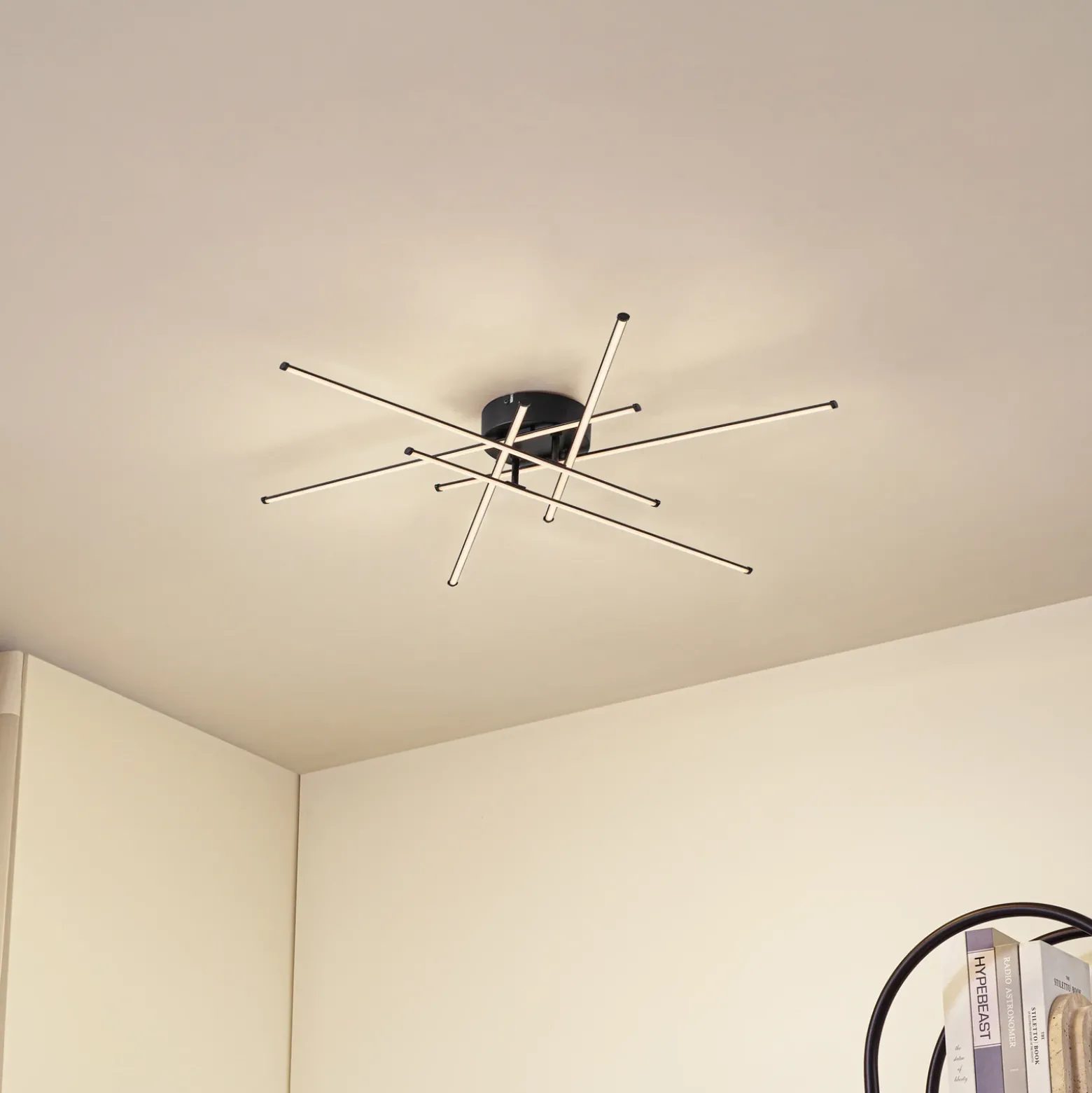 Plafón LED Lindby Elviano, Ø 80 cm, negro, 3000 K