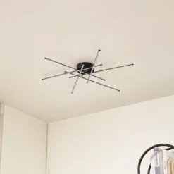 Plafón LED Lindby Elviano, Ø 80 cm, negro, 3000 K