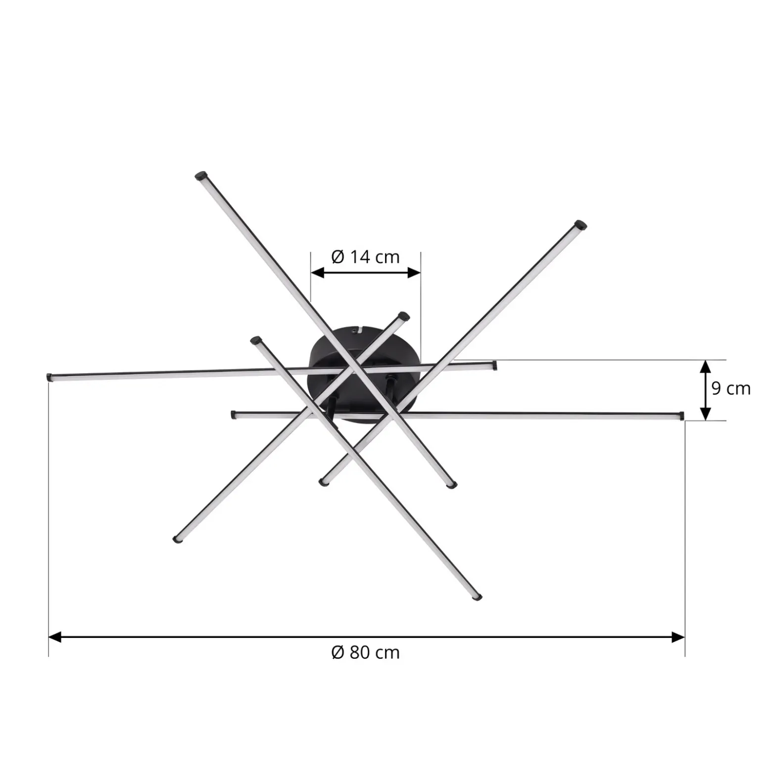 Plafón LED Lindby Elviano, Ø 80 cm, negro, 3000 K