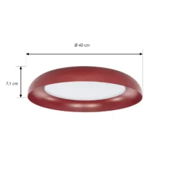 Plafón LED Lindby «Florie», rojo, de metal, Ø 40 cm