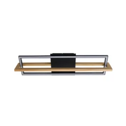 Plafón LED Lindby Holamu, 80 cm, madera