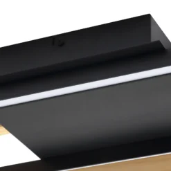 Plafón LED Lindby Holamu, 80 cm, madera