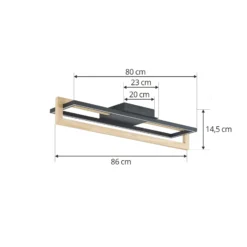 Plafón LED Lindby Holamu, 80 cm, madera
