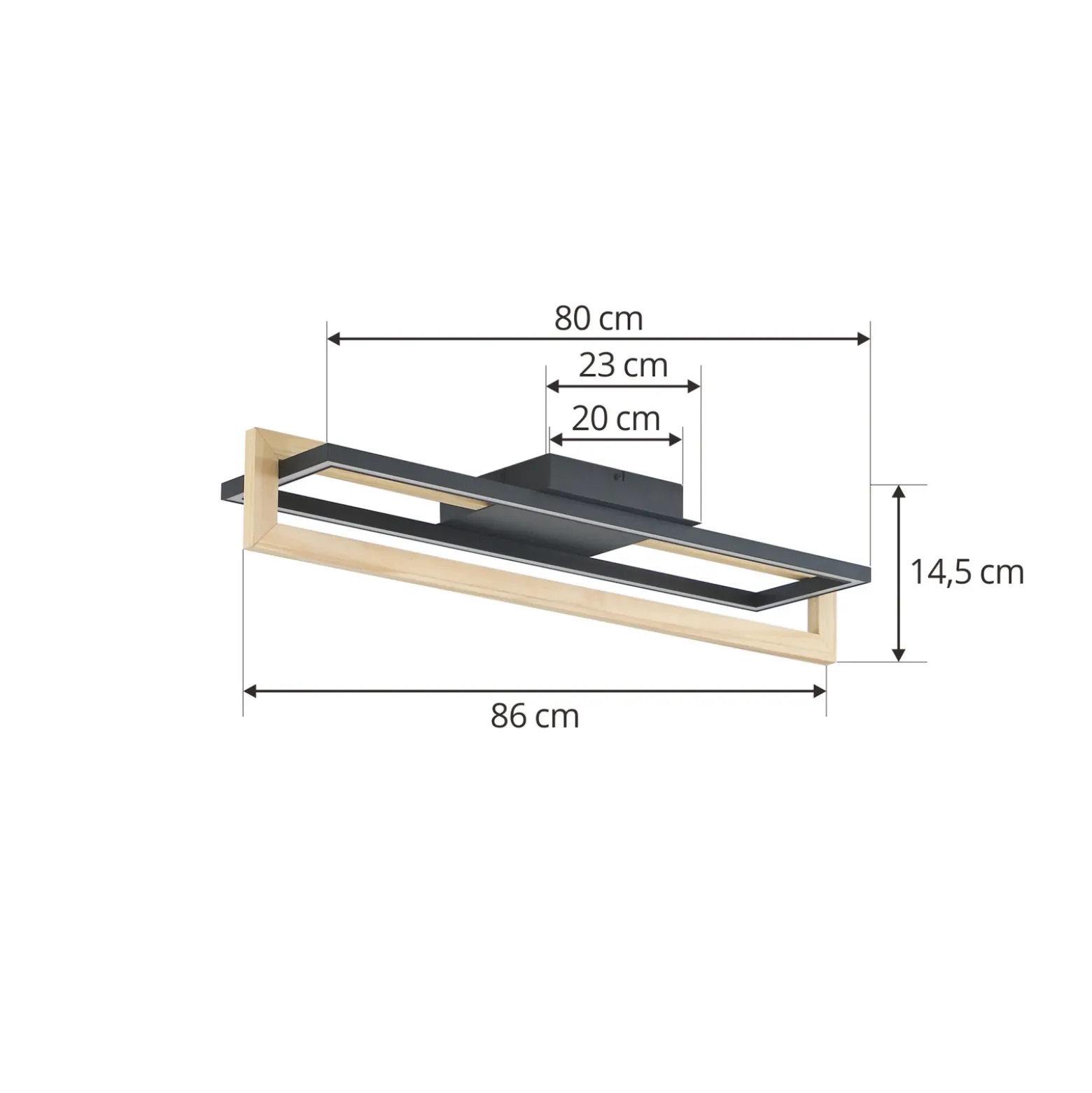 Plafón LED Lindby Holamu, 80 cm, madera