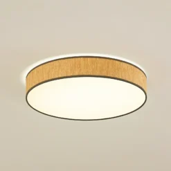 Plafón LED Lindby Jutis, beige, alga, Ø 50 cm