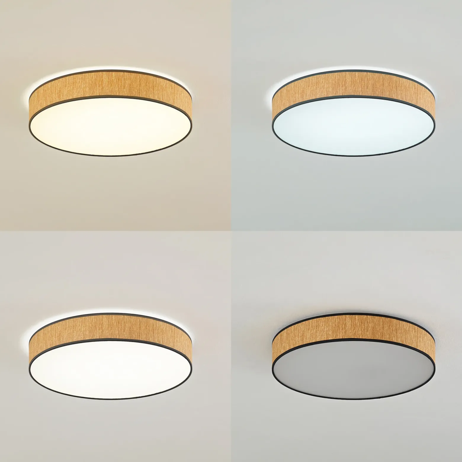 Plafón LED Lindby Jutis, beige, alga, Ø 50 cm