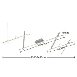 Plafón LED Lindby Kerem, 345 cm, color níquel, metal