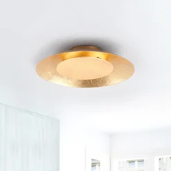Plafón LED Lindby Keti, Ø 35 cm, dorado, redondo, metal