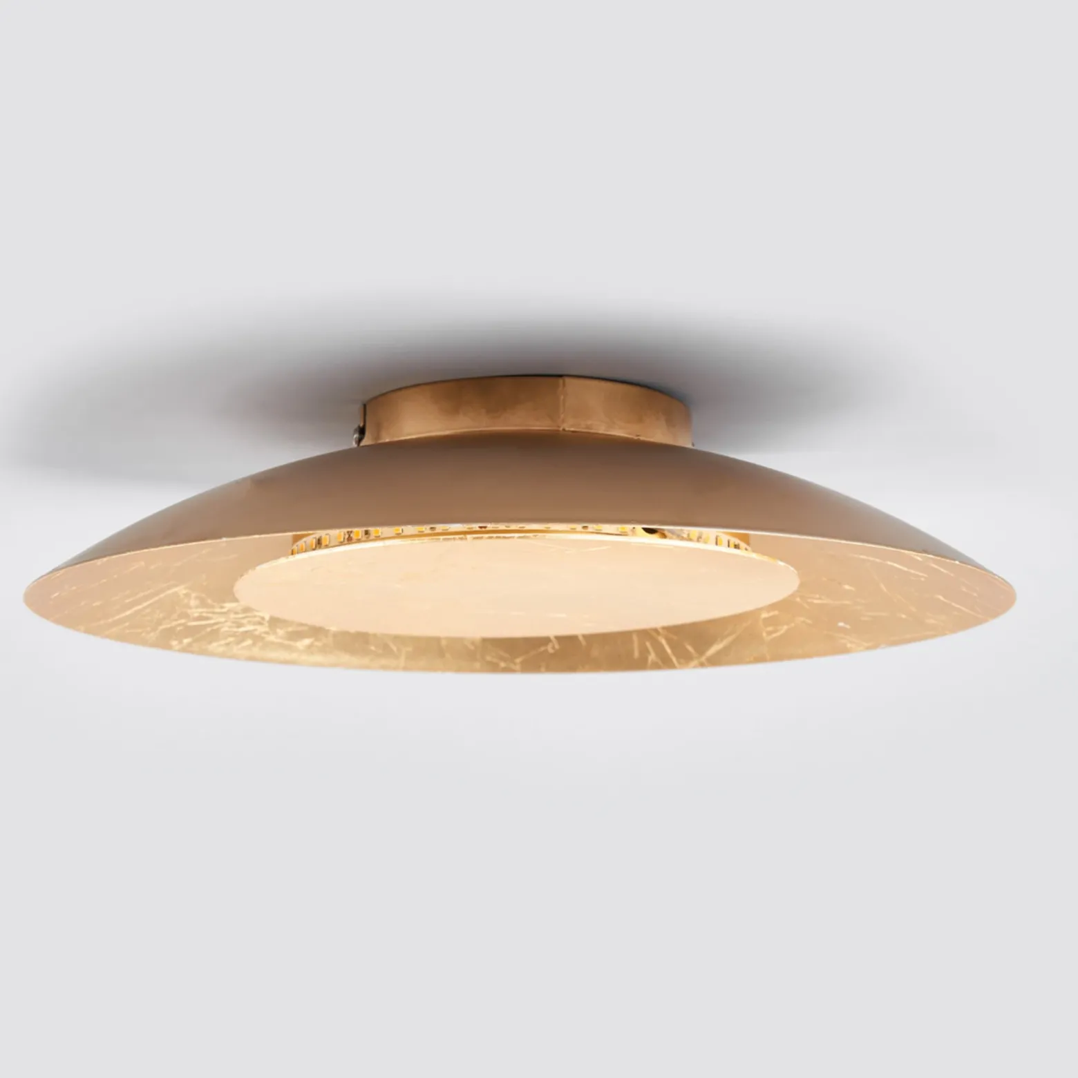Plafón LED Lindby Keti, Ø 35 cm, dorado, redondo, metal