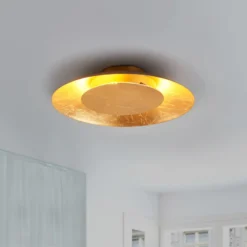 Plafón LED Lindby Keti, Ø 35 cm, dorado, redondo, metal
