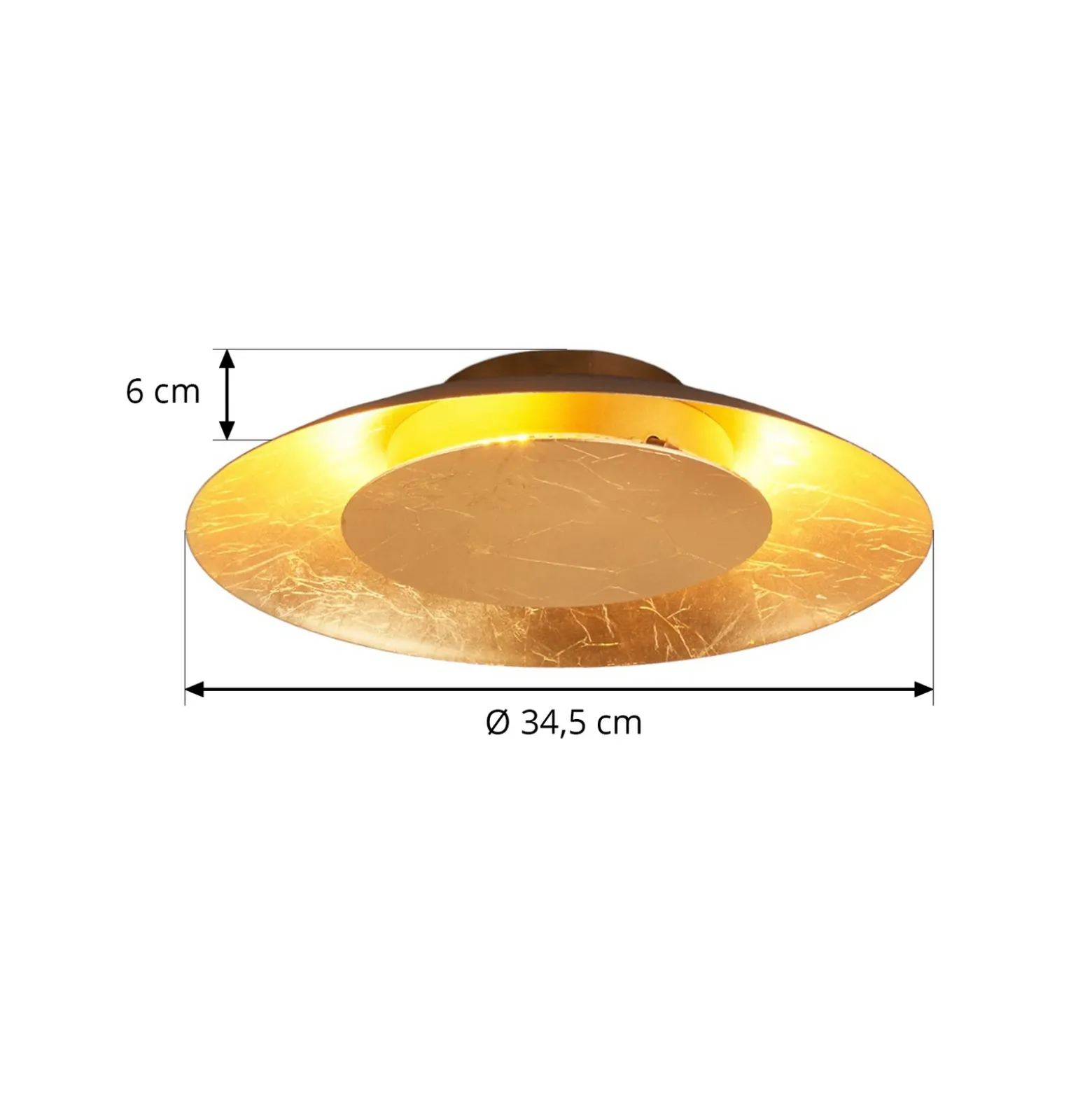 Plafón LED Lindby Keti, Ø 35 cm, dorado, redondo, metal
