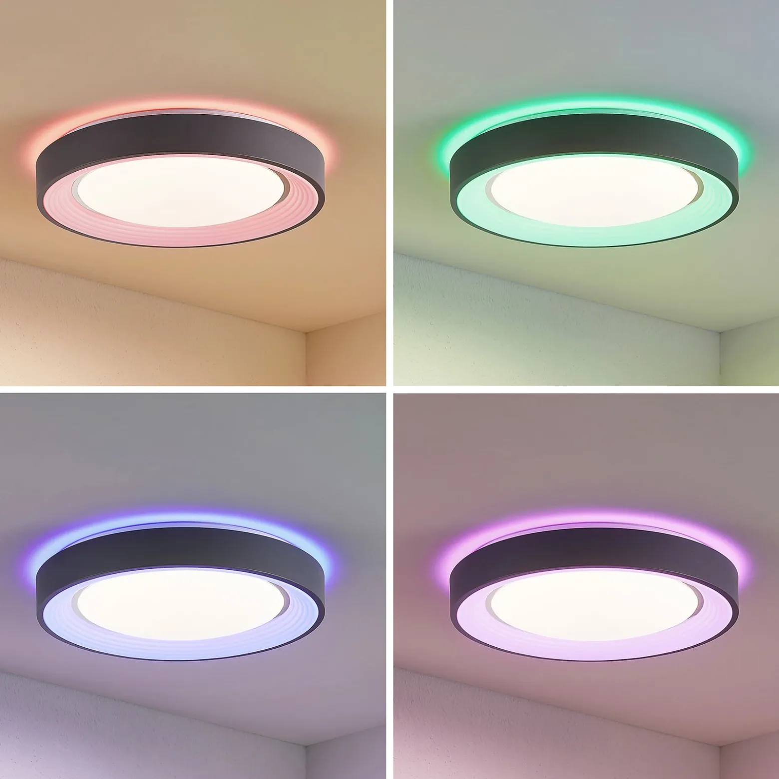 Plafón LED Lindby Lindum, RGB, CCT, control remoto, atenuable