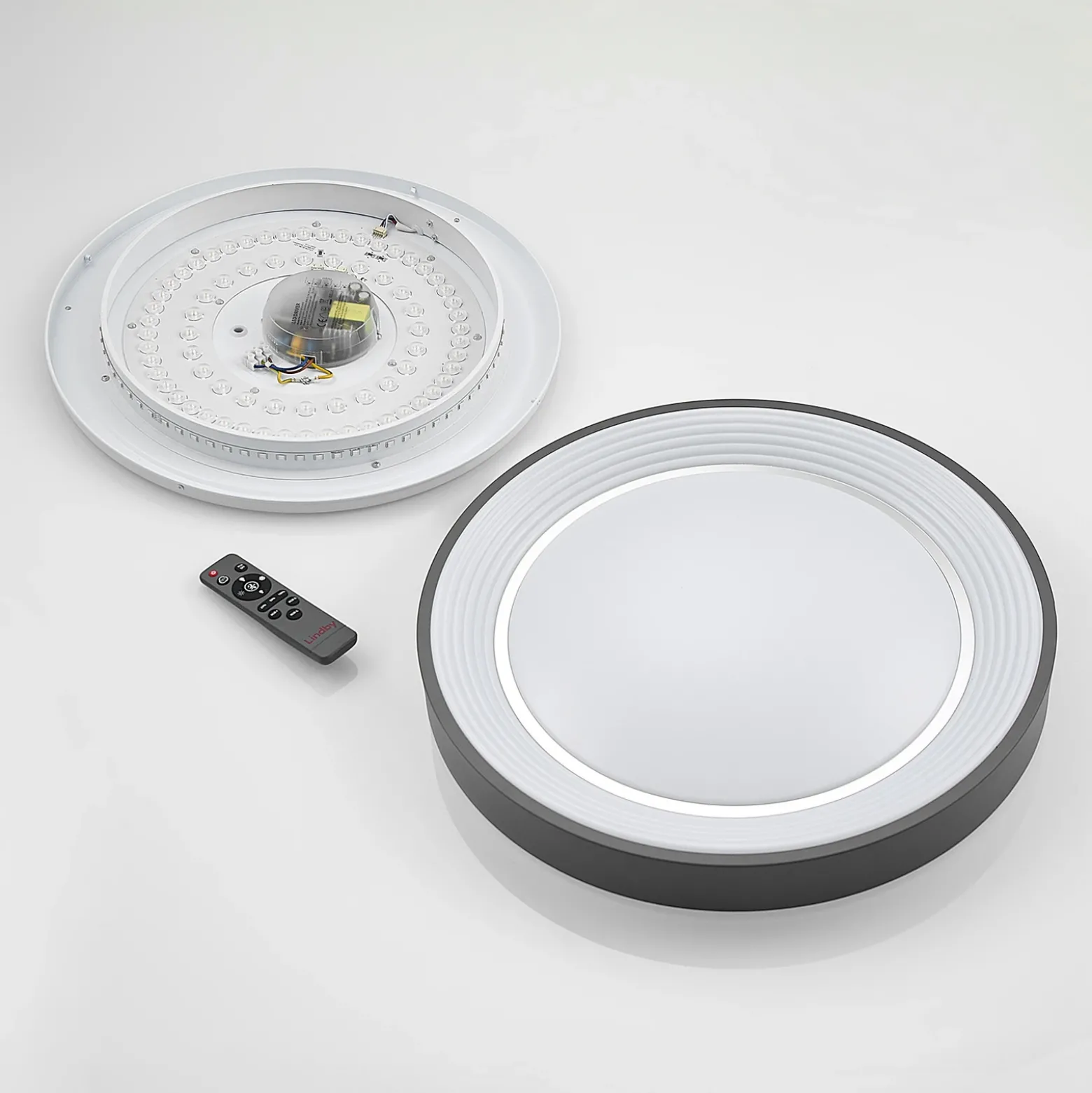 Plafón LED Lindby Lindum, RGB, CCT, control remoto, atenuable
