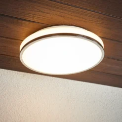 Plafón LED Lindby Lyss, Ø 34 cm, color cromado, IP44