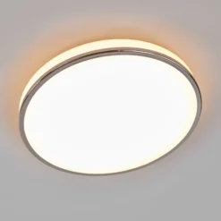 Plafón LED Lindby Lyss, Ø 40 cm, color cromado, IP44