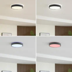 Plafón LED Lindby Manala, gris hormigón, RGB, CCT, control remoto