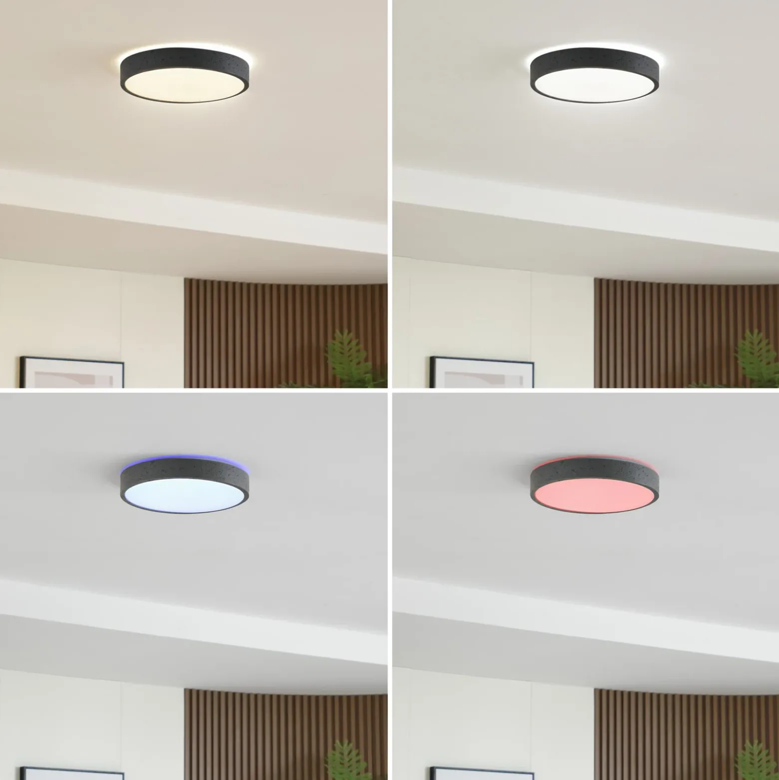 Plafón LED Lindby Manala, gris hormigón, RGB, CCT, control remoto