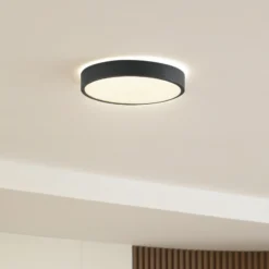 Plafón LED Lindby Manala, gris hormigón, RGB, CCT, control remoto