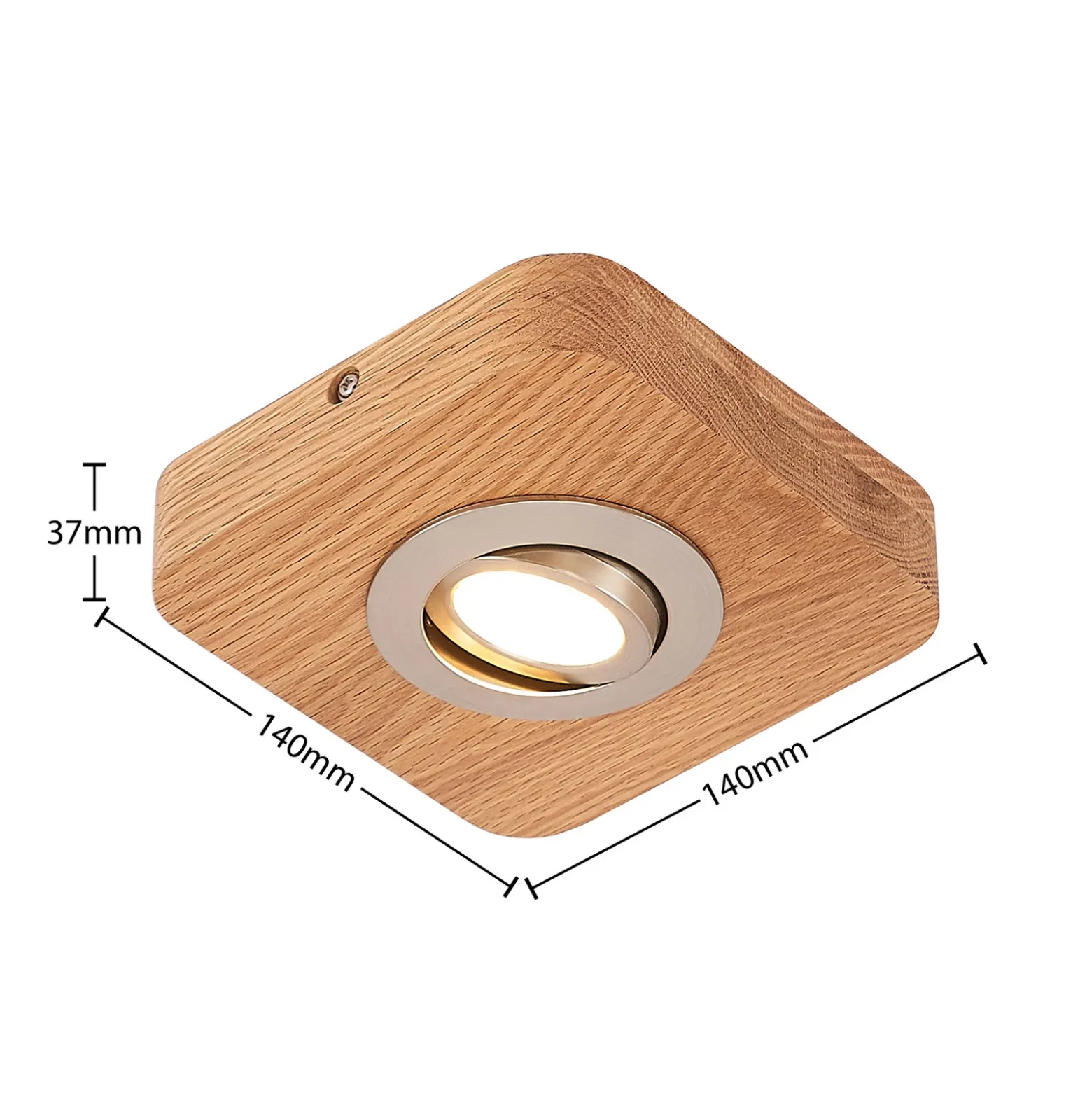 Plafón LED Lindby Mikari, 14 cm, madera, orientable