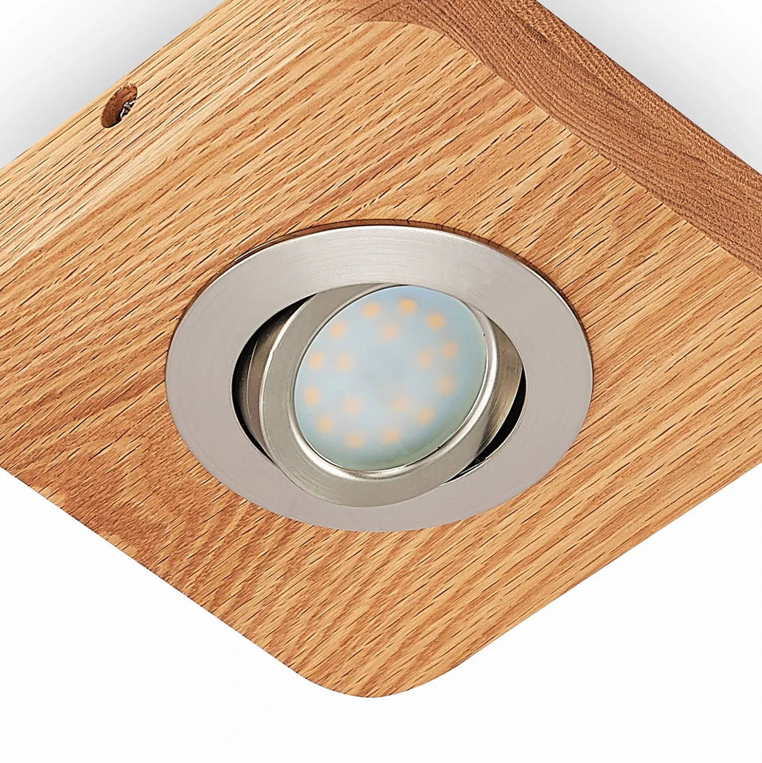 Plafón LED Lindby Mikari, 14 cm, madera, orientable