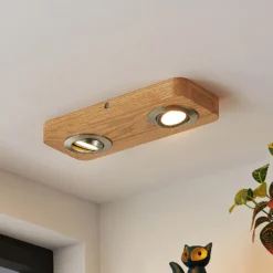 Plafón LED Lindby Mikari, 30 cm, madera, orientable
