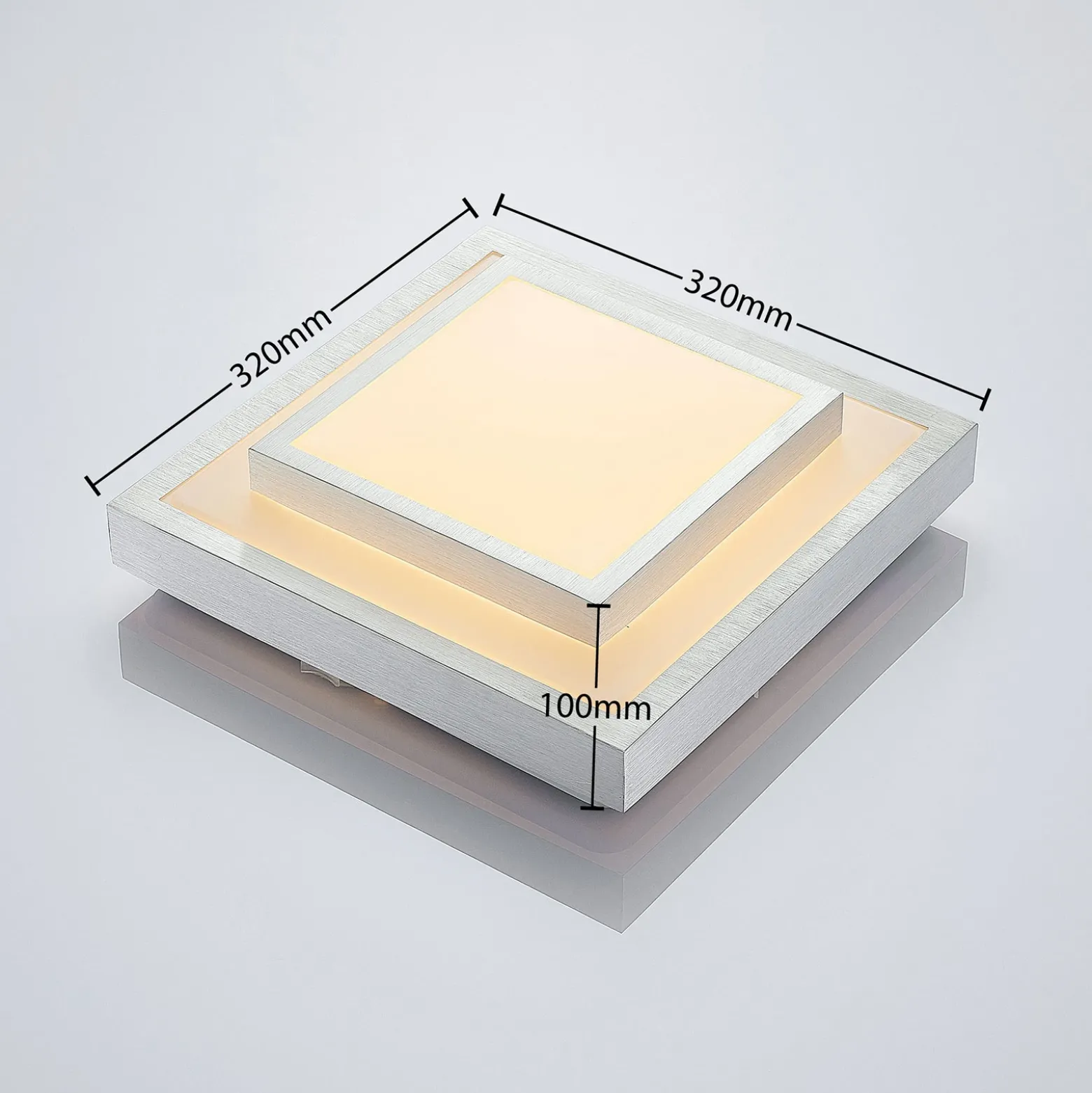Plafón LED Lindby Mirco, 32 cm, angular, aluminio