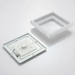 Plafón LED Lindby Mirco, 32 cm, angular, aluminio