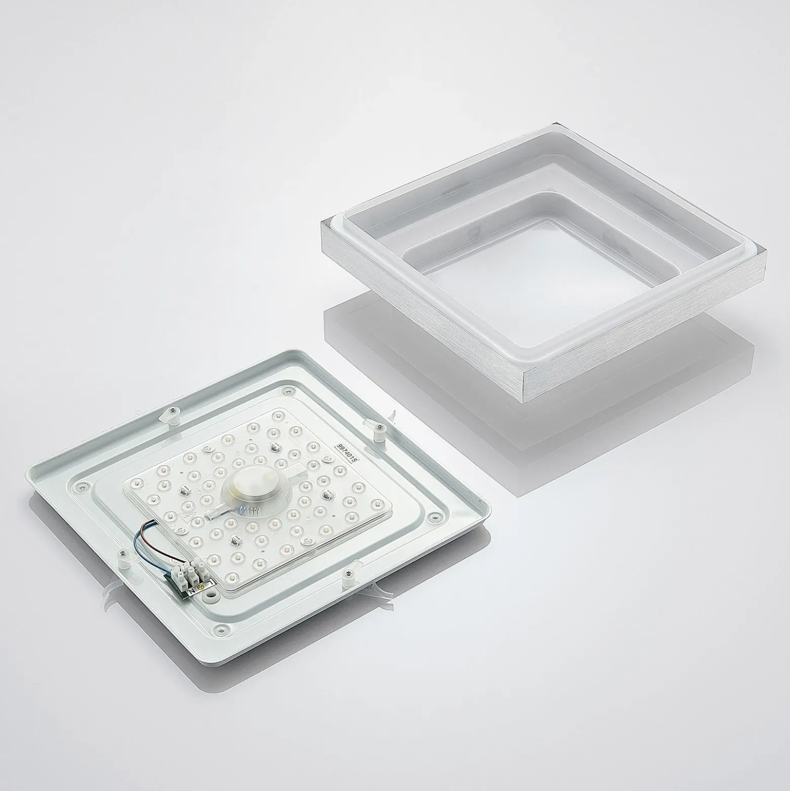 Plafón LED Lindby Mirco, 32 cm, angular, aluminio