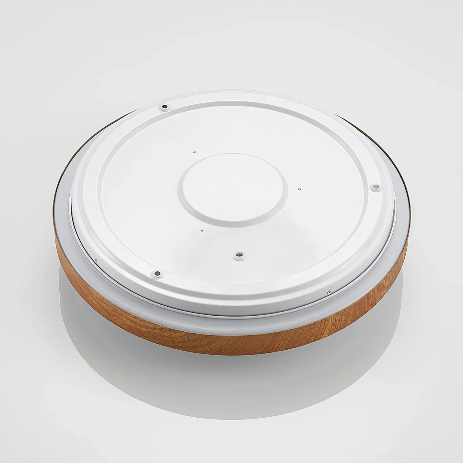 Plafón LED Lindby Mynte, Ø42 cm, aspecto de madera, plástico