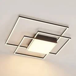 Plafón LED Lindby Nelinka, 60 cm, negro, aluminio