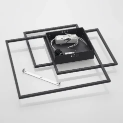 Plafón LED Lindby Nelinka, 60 cm, negro, aluminio