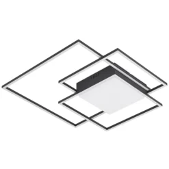 Plafón LED Lindby Nelinka, 60 cm, negro, aluminio