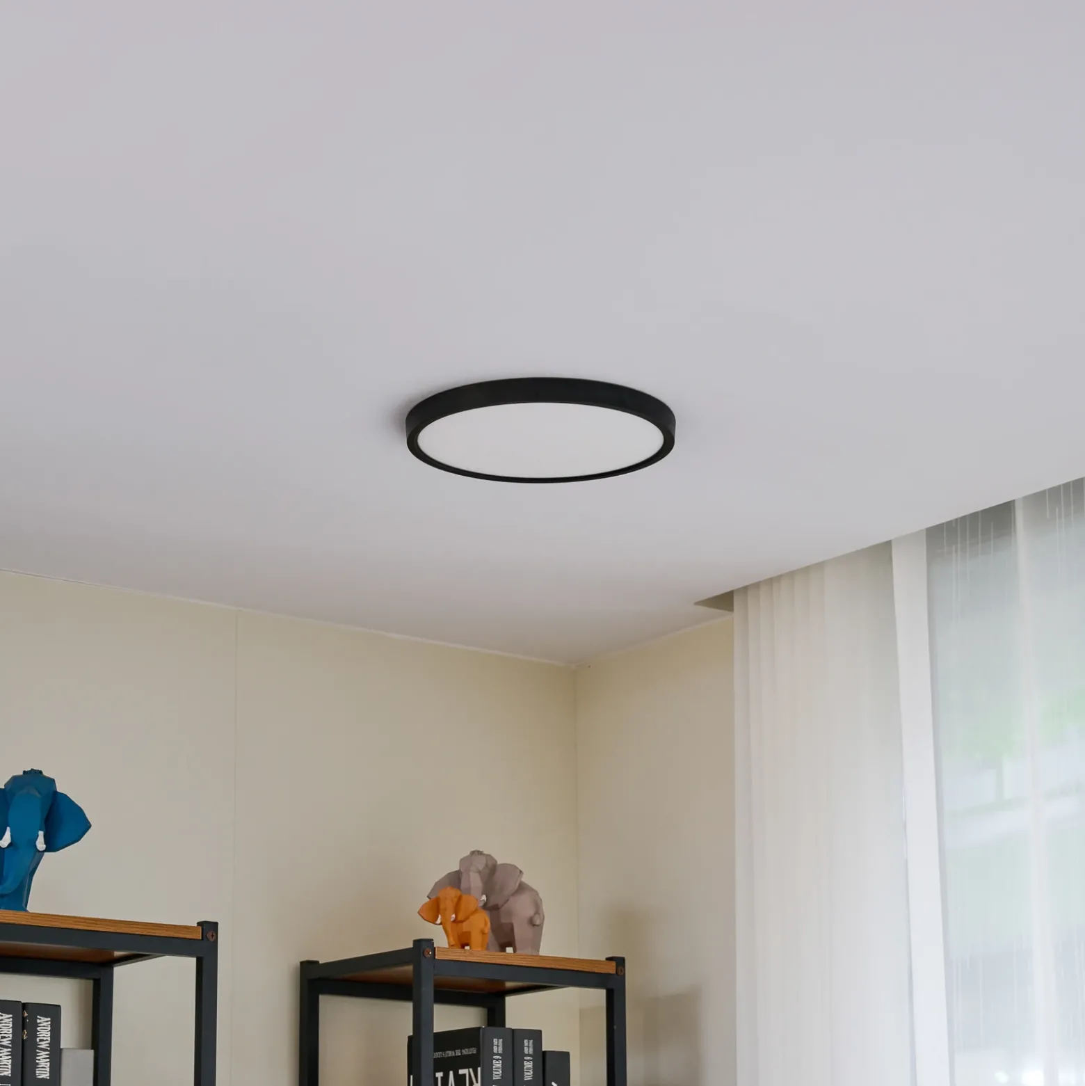 Plafón LED Lindby Pravin, Ø 30 cm, atenuable, negro