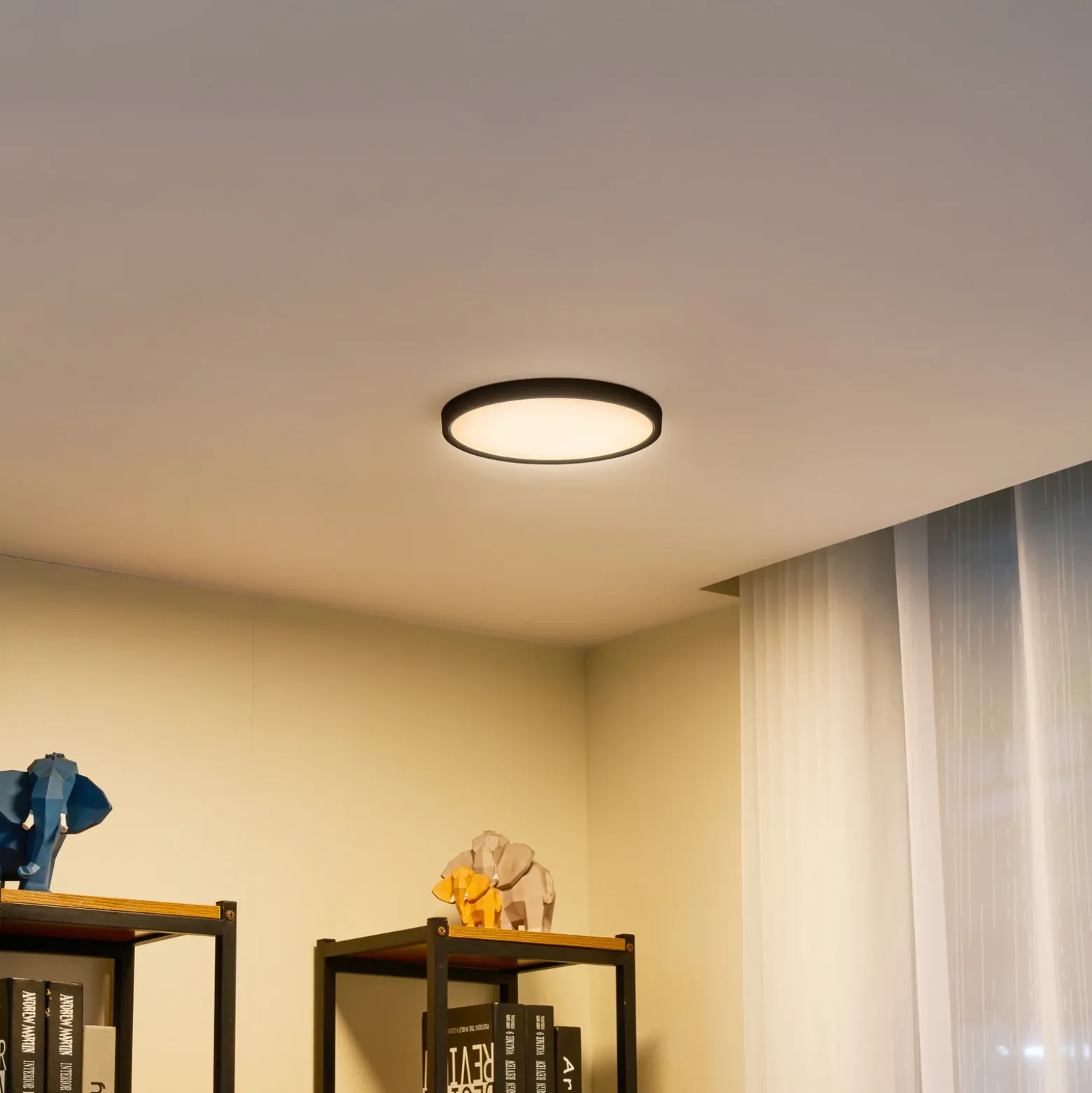 Plafón LED Lindby Pravin, Ø 23 cm, CCT, negro