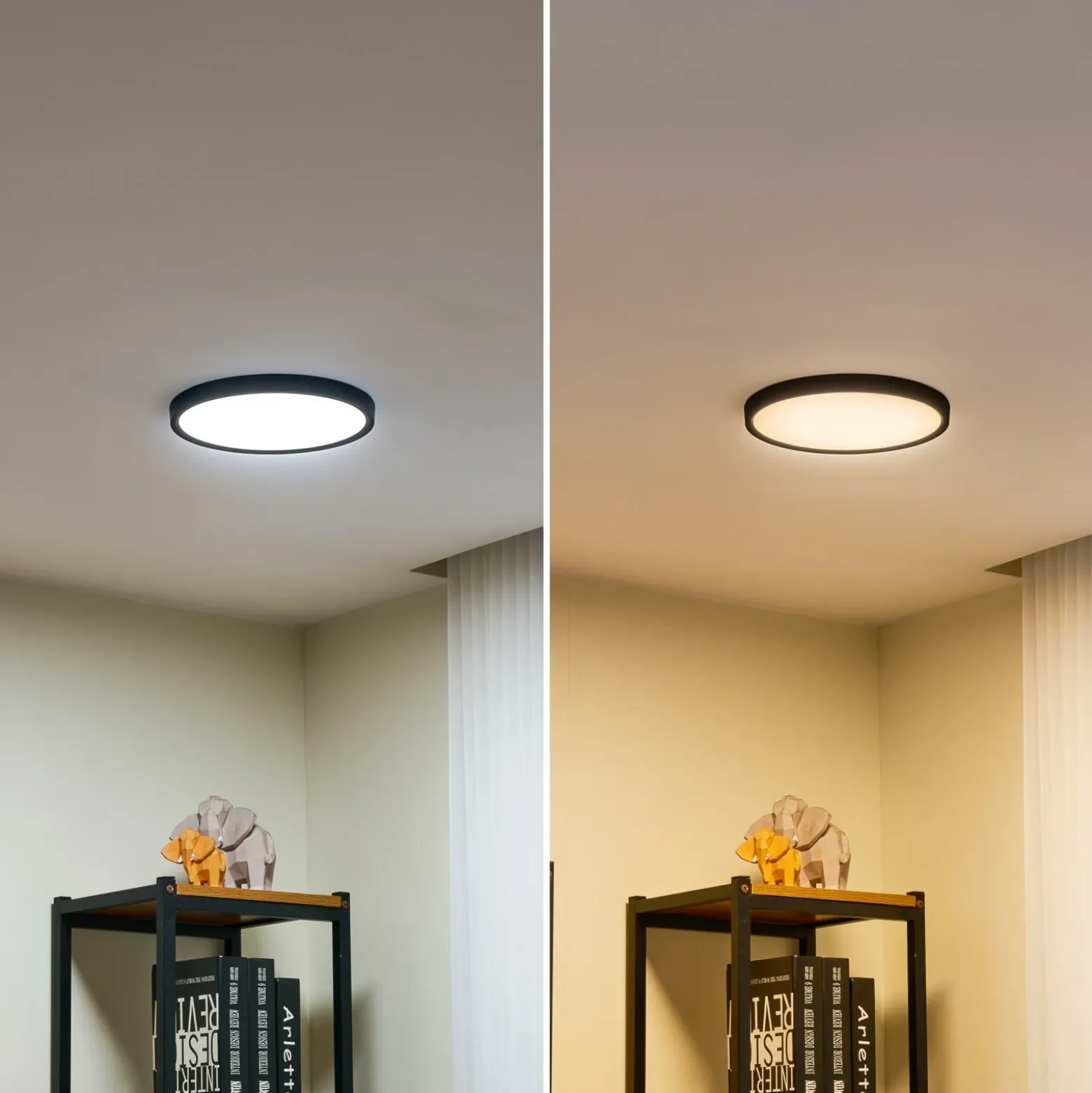 Plafón LED Lindby Pravin, Ø 23 cm, CCT, negro