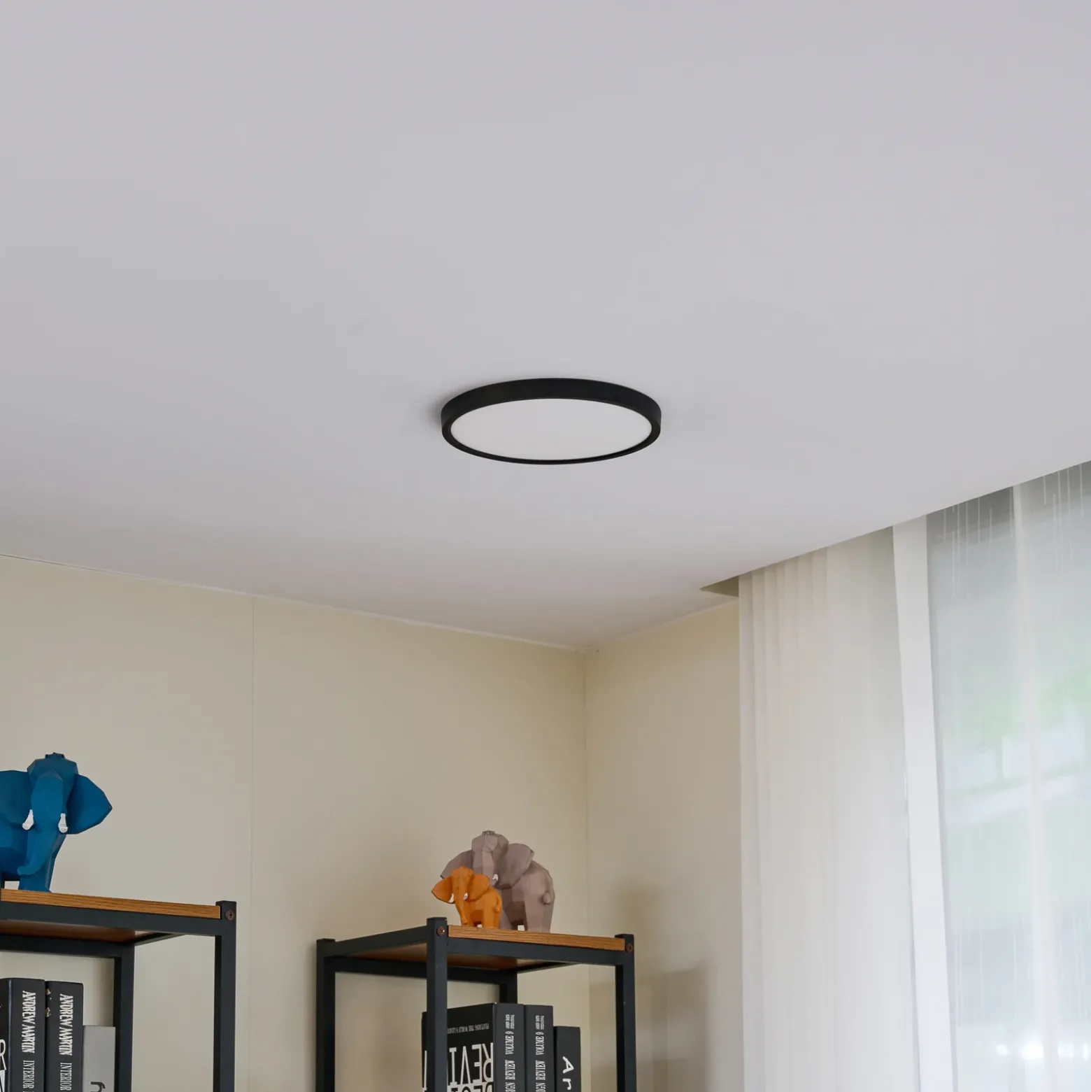 Plafón LED Lindby Pravin, Ø 23 cm, CCT, negro