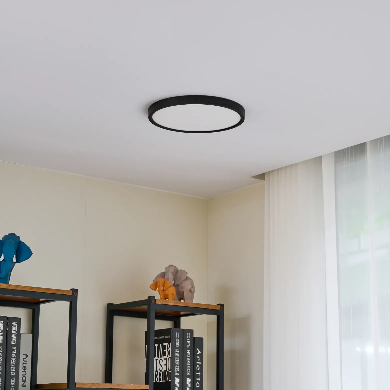 Plafón LED Lindby Pravin, Ø 30 cm, CCT, negro