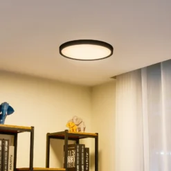 Plafón LED Lindby Pravin, Ø 40 cm, CCT, negro