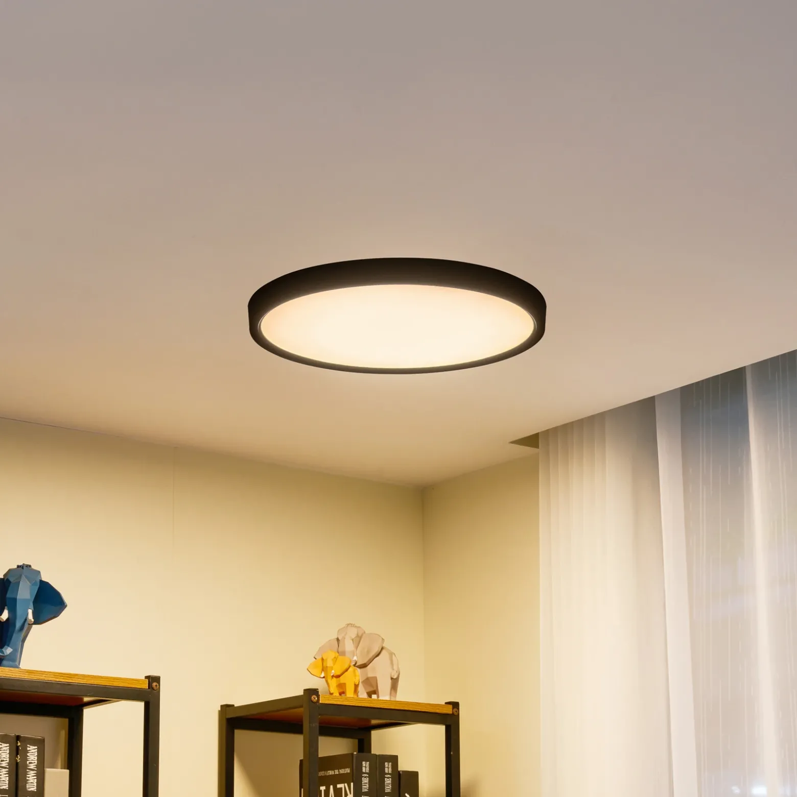 Plafón LED Lindby Pravin, Ø 50 cm, CCT, negro