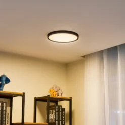 Plafón LED Lindby Pravin, Ø 30 cm, 3.000 K, negro
