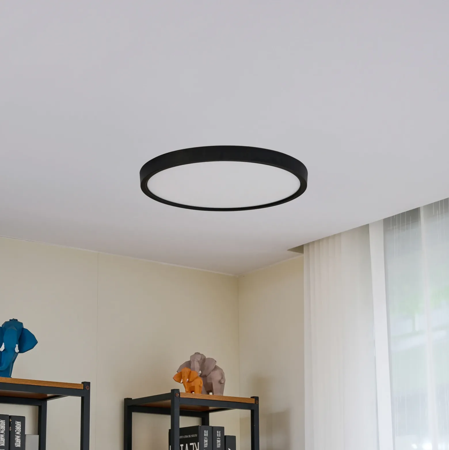 Plafón LED Lindby Pravin, Ø 50 cm, 3.000 K, negro