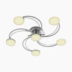 Plafón LED Lindby Rouven, forma espiral, 6 luces, gris