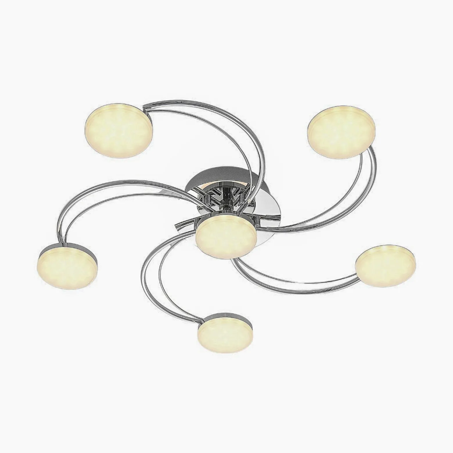 Plafón LED Lindby Rouven, forma espiral, 6 luces, gris