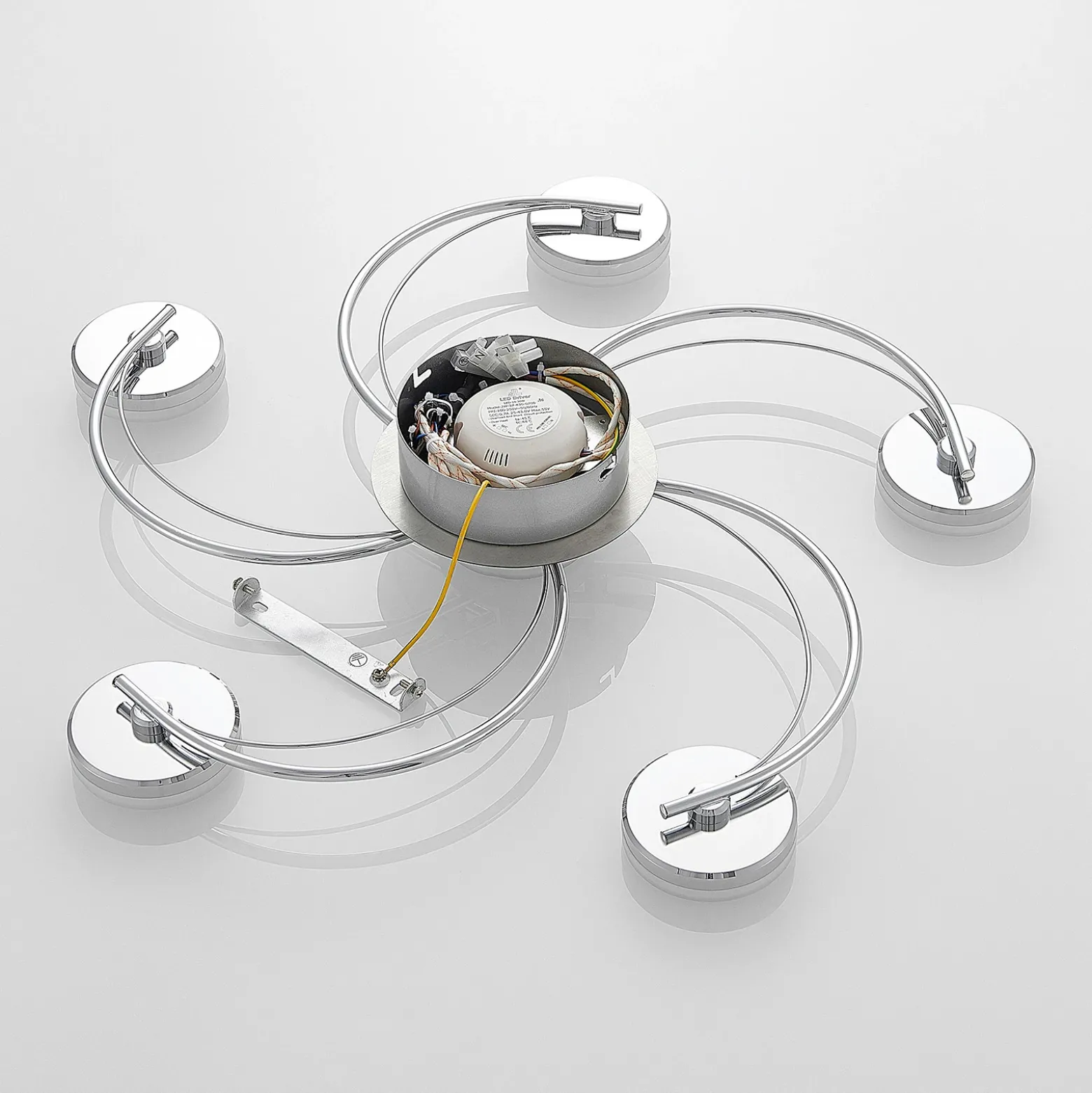 Plafón LED Lindby Rouven, forma espiral, 6 luces, gris