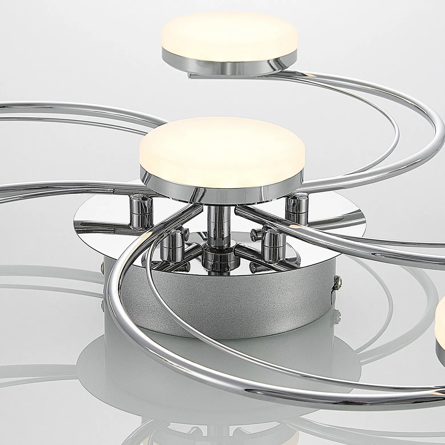 Plafón LED Lindby Rouven, forma espiral, 6 luces, gris