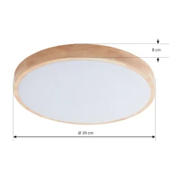 Plafón LED Lindby Smart Innes Madera Ø39cm RGB CCT Tuya