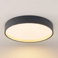 Plafón LED Lindby Todor, 50 cm, antracita, CCT, madera