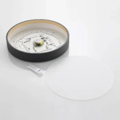 Plafón LED Lindby Todor, 50 cm, antracita, CCT, madera